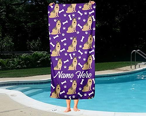 Personalized German Shepherd Beach Towel - Large Medium Custom