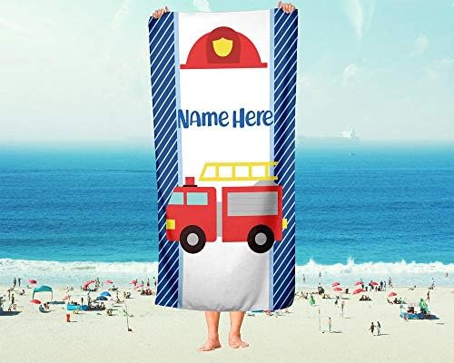 Personalized Corner Kids Beach Towel Police Firetruck Dumptruck Construction