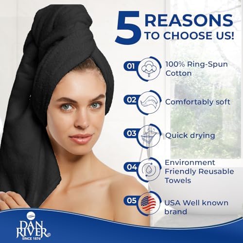 DAN RIVER 100 Cotton 8-Piece Bath Towel Set in Black
