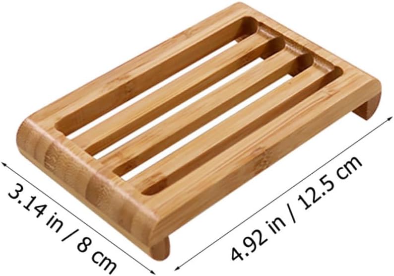 Travel Soap Dish Bamboo Wood Holder 2 Pack for Bathroom and Shower
