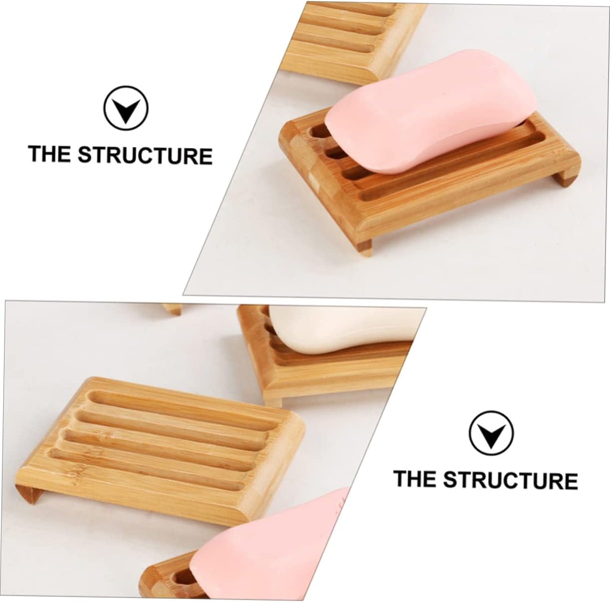 Cedar Soap Dishes Self-Draining Bamboo Holder for Kitchen Bathroom