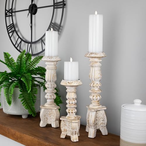 Northlight Brushed Gold Wooden Candle Holder Set of 3