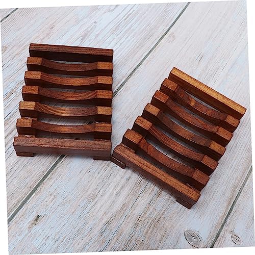 Set of 2 Handmade Wood Soap Dishes with Anti-Slip Design