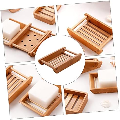 Amosfun 2pcs Wooden Soap Tray for Bathroom