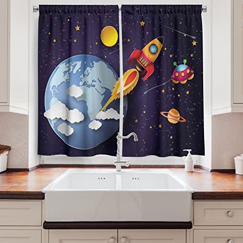 Ambesonne Outer Space Kitchen Curtains 2 Panel Set