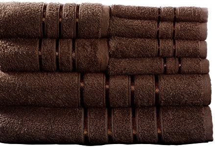 Plush 8-Piece Bathroom Towel Set - Brown