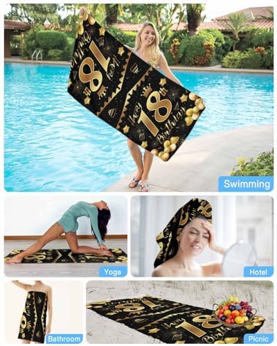 Happy 18th Birthday Beach Towel - 31x63 Inch Absorbent Sandproof Towel