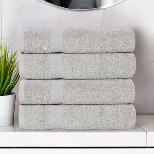 Superior 4-Piece Cotton Bath Towel Set Silver