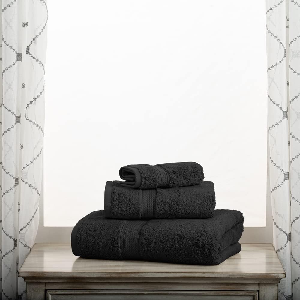 Superior Egyptian Cotton Pile 3 Piece Towel Set - Black