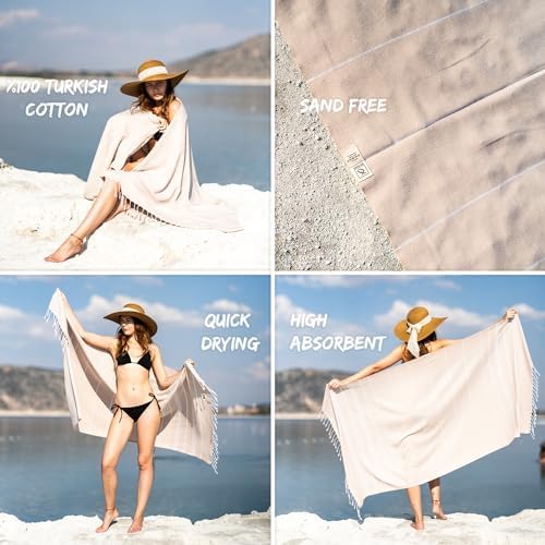 Ray Silver Turkish Beach Towel 100 Cotton 40x71 Quick Dry Oversized