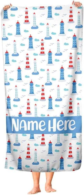 Personalized Corner Extra Large Ocean Lighthouse Towel
