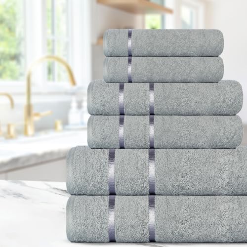 CASA COPENHAGEN Eternal 6-Piece Towel Set in Grey Violet