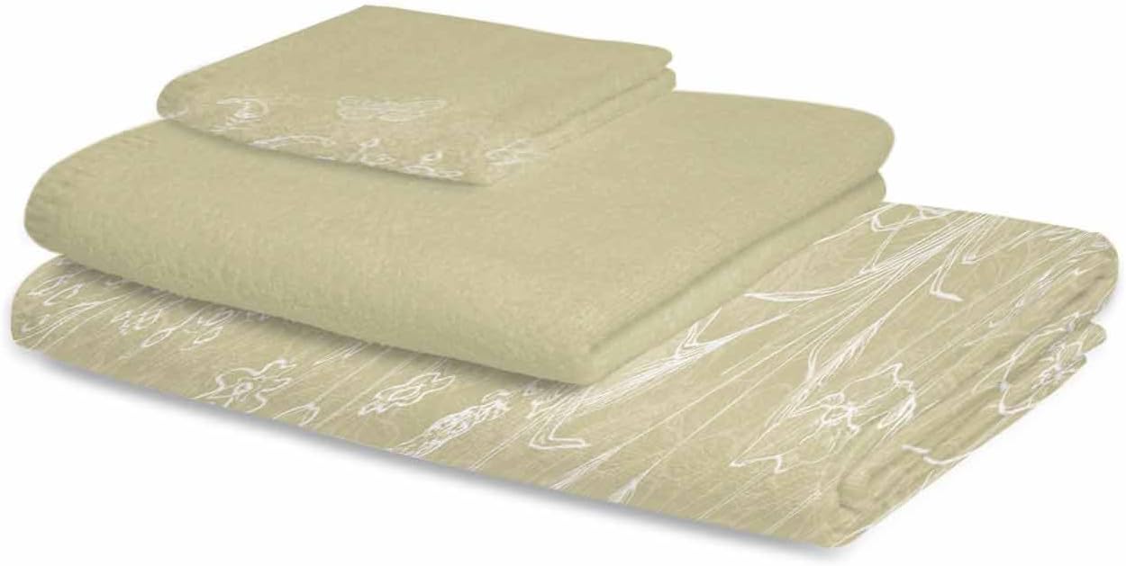 ZOE GARDEN Ivory Yellow Floral Towel Set 3-PC