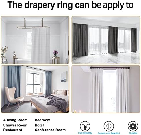 Hanitronic Black Drapery Curtain Ring Set of 30PCS