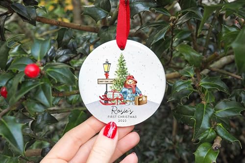 Personalized First Christmas Bear Bauble Decoration