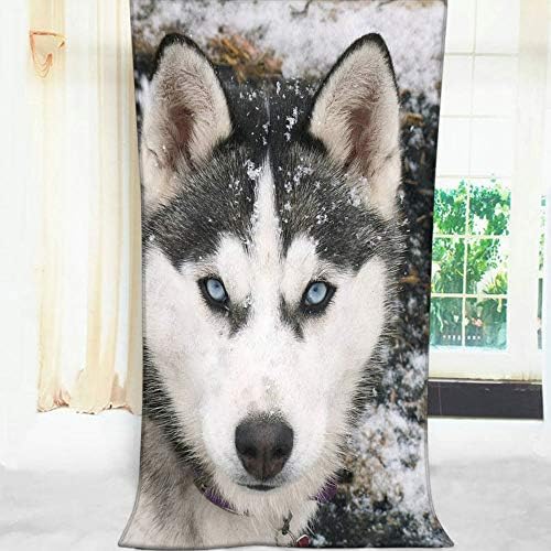 Moslion Soft Bath Towel Siberian Husky Design