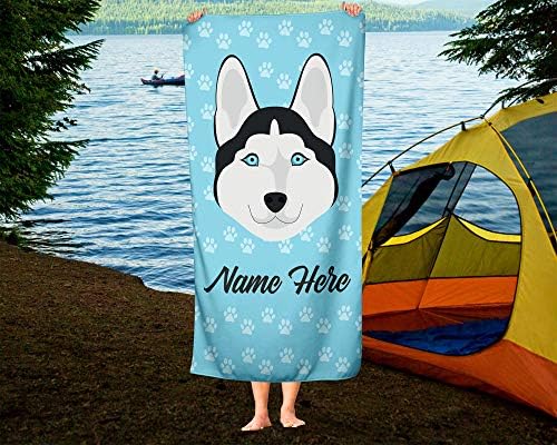 Personalized Siberian Husky Beach and Bath Towels - Large and Medium 1