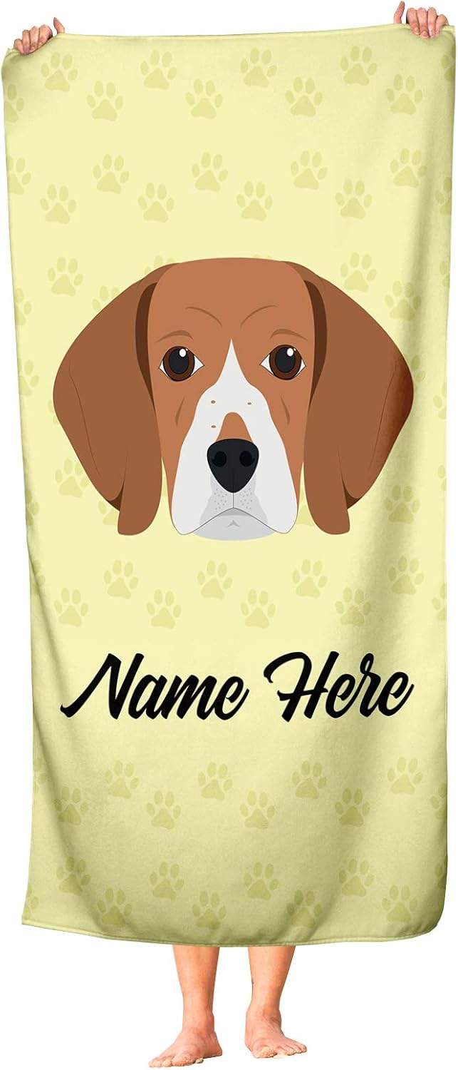 Personalized Beagle Face Towels - Beach Bath Large Medium