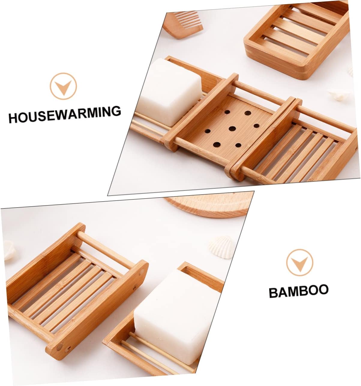 WOONEKY 2Pcs Wooden Bath Soap Holder