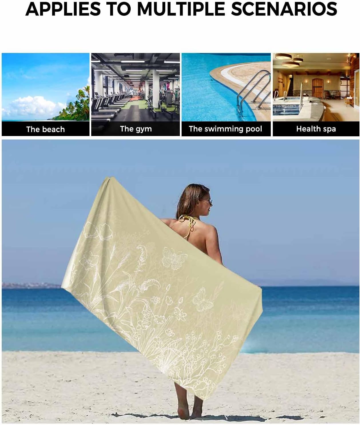 ZOE GARDEN Ivory Yellow Floral Towel Set 3-PC