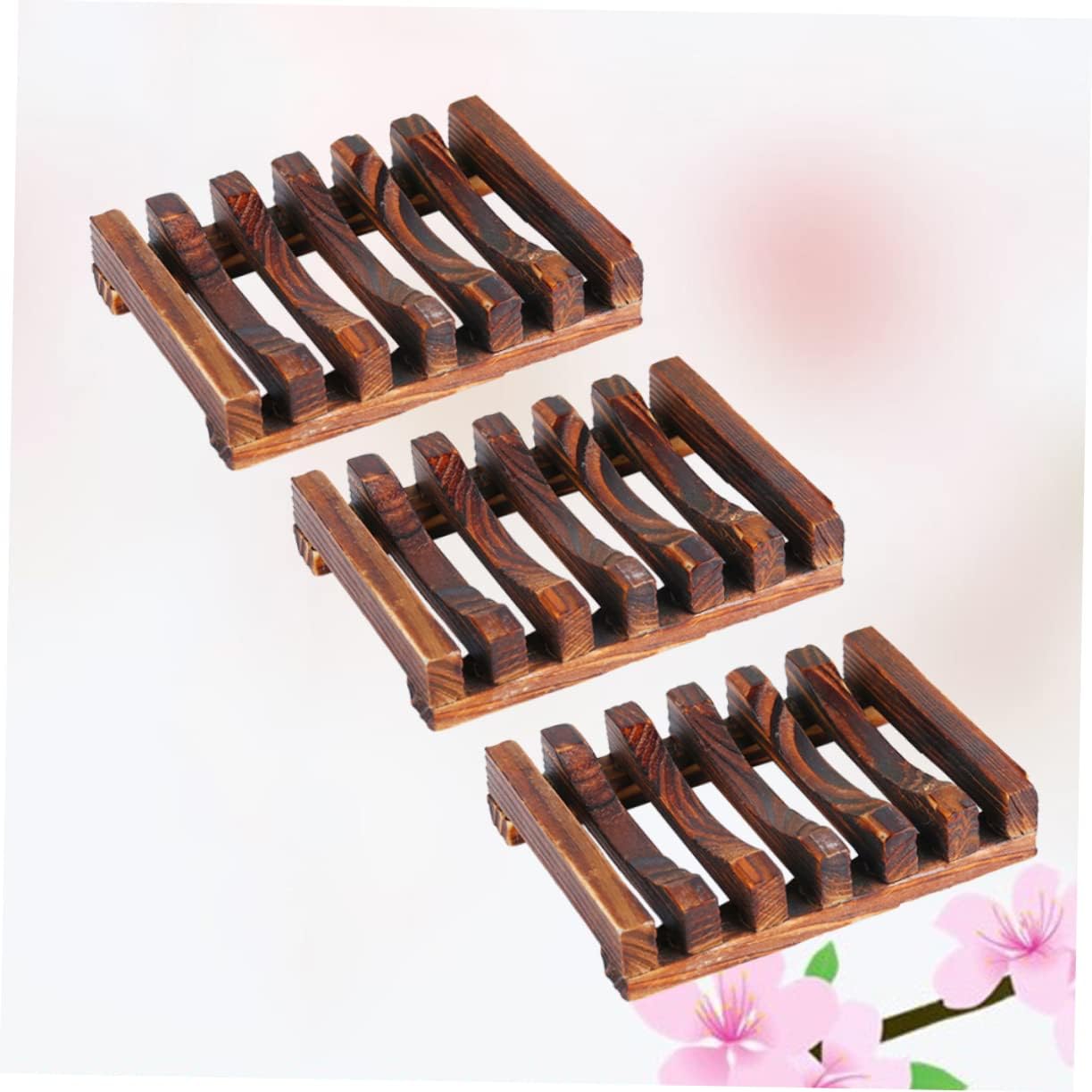 Zerodeko Wood Soap Dish Drain Soap Rack for Bathroom
