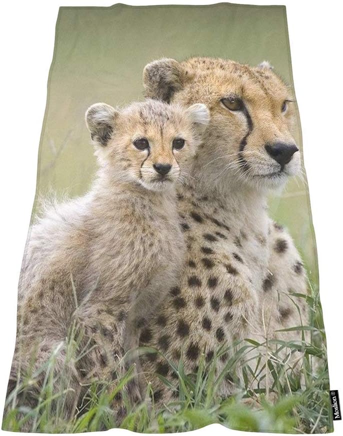 Moslion Soft Bath Towel Cheetah Pattern