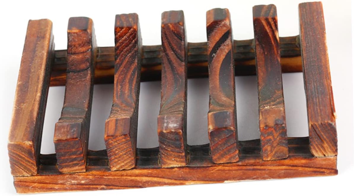 ABOOFAN 4pc Carbonized Bamboo Soap Dish Holder Drainage Soap Shelf