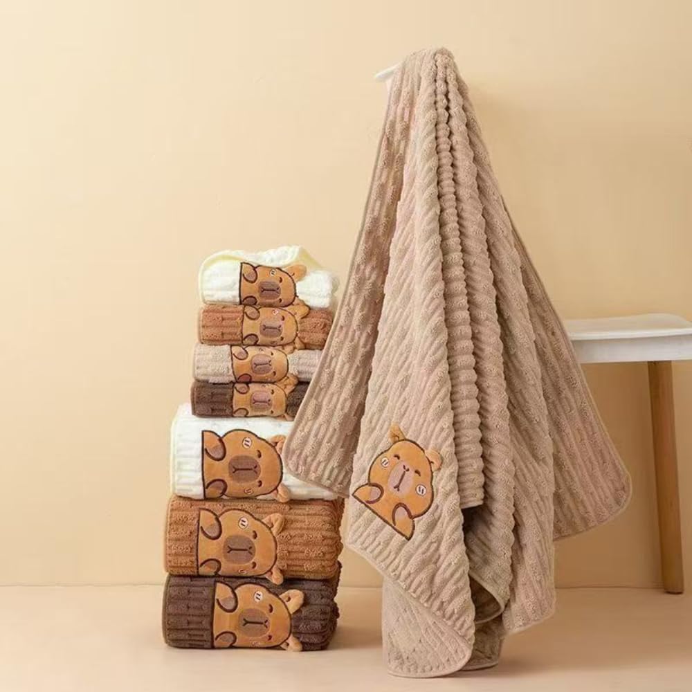 Cute Capybara Bath Towel Set 275x55 Inches 2-Piece