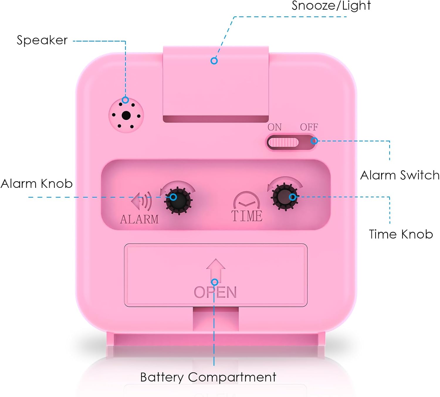 AMIR Silent Analog Alarm Clock with Snooze and Light