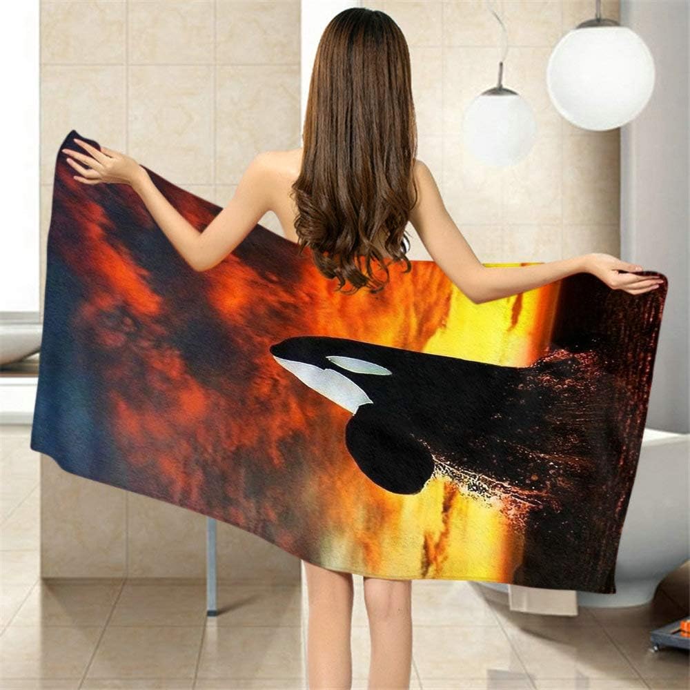 Ocean Orca Whale Pattern Bath Towel 64x32 Inches