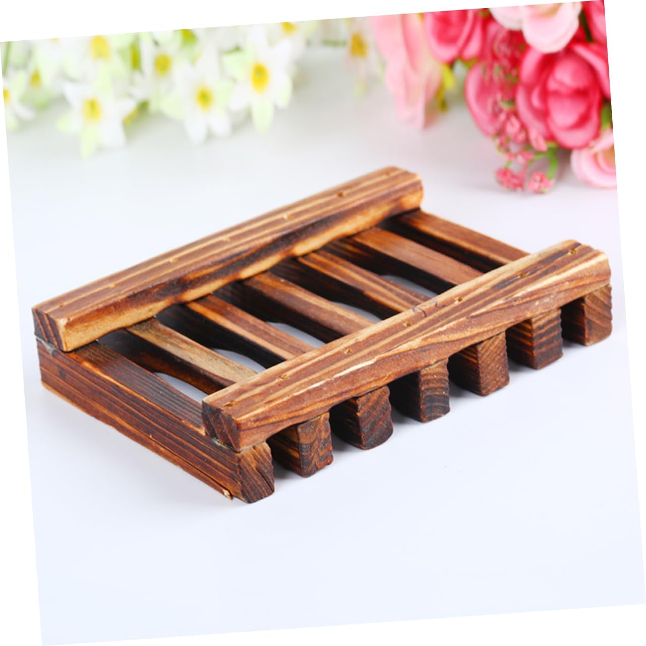 IMIKEYA 4PC Carbonized Soap Dish Holder for Kitchen Bathroom