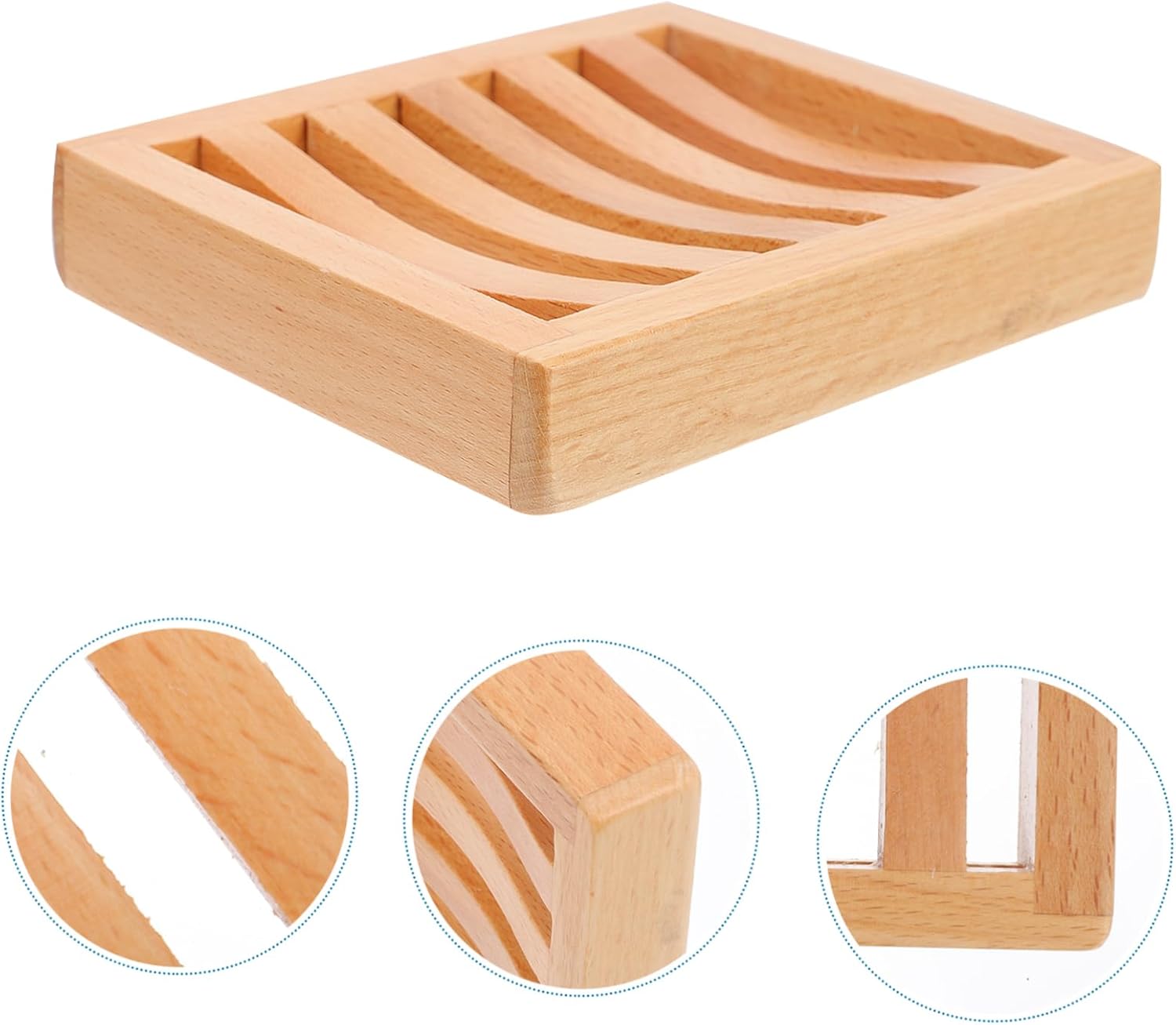 LIFKOME Simple Beech Soap Dish with Drainage