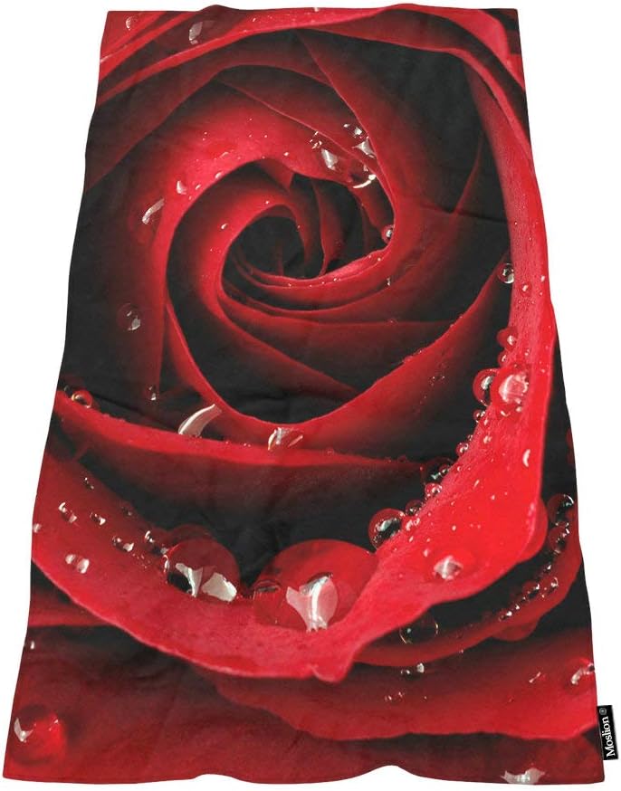 Moslion Red Rose Bath Towel Large 64x32 Inches