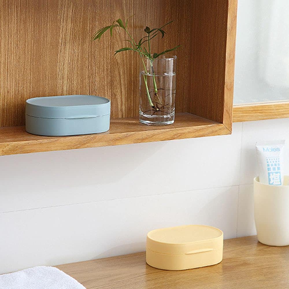 Waterproof Soap Dish with Lid - Round Yellow