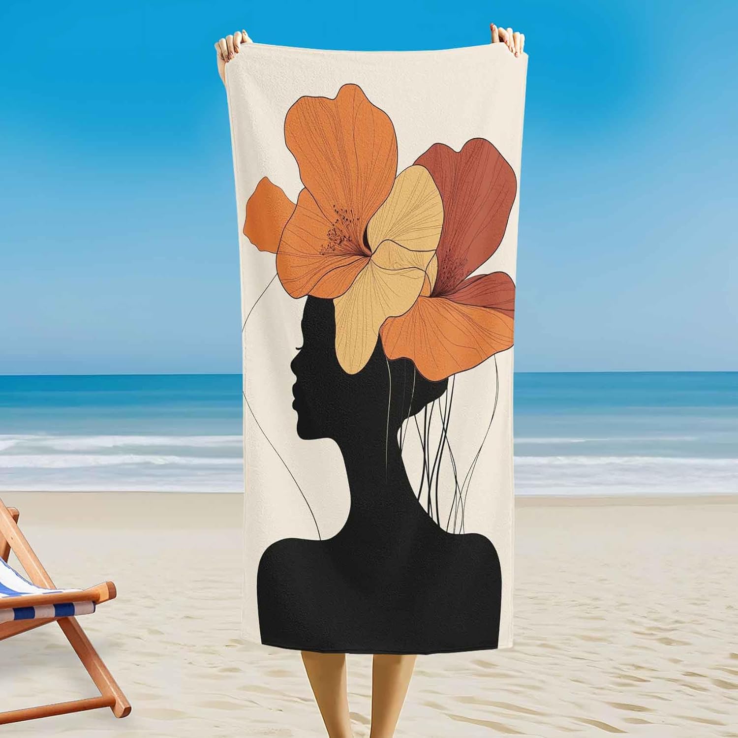 Abstract Girl Magnetic Bath Towel for Travel and Beach Use