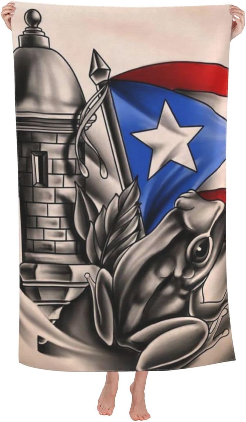 Puerto Rican Flag Microfiber Beach Towels for Kids and Adults
