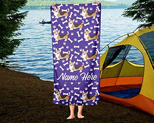 Extra Large Personalized Pet Corgi Towel for Family