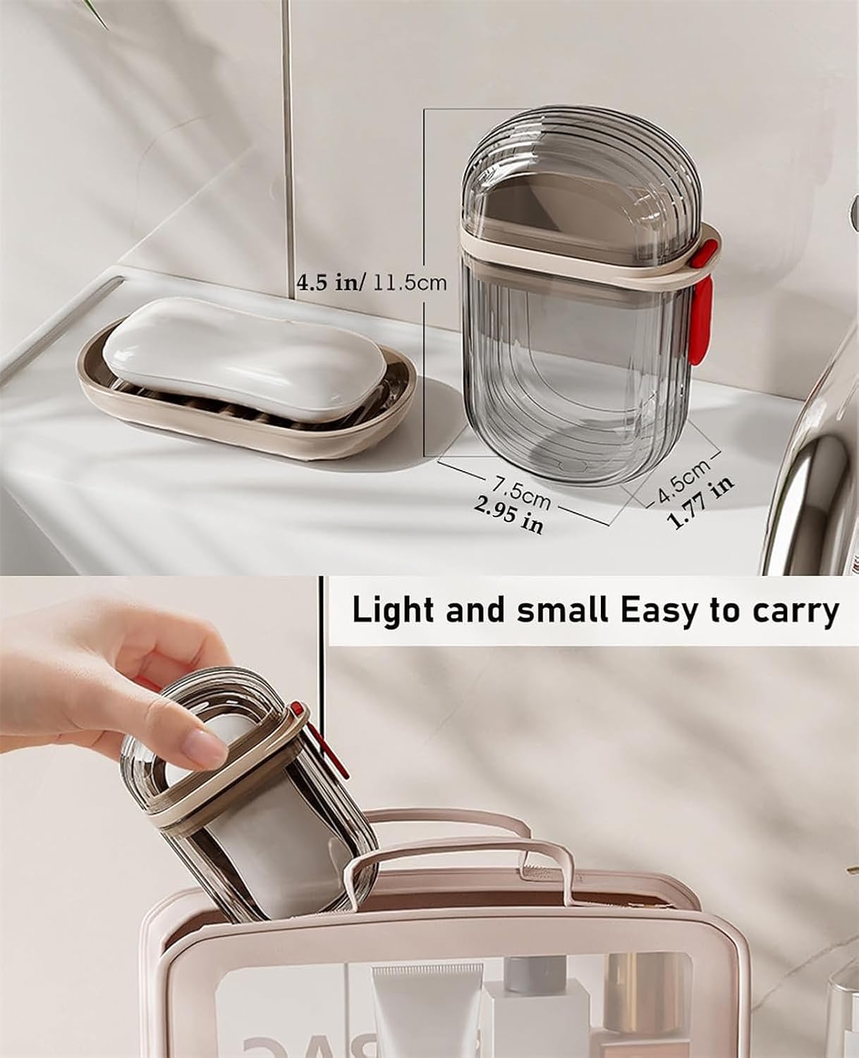 GlitzyStar Soap Dish Holder with Lid Leakproof and Durable Travel Soap Case