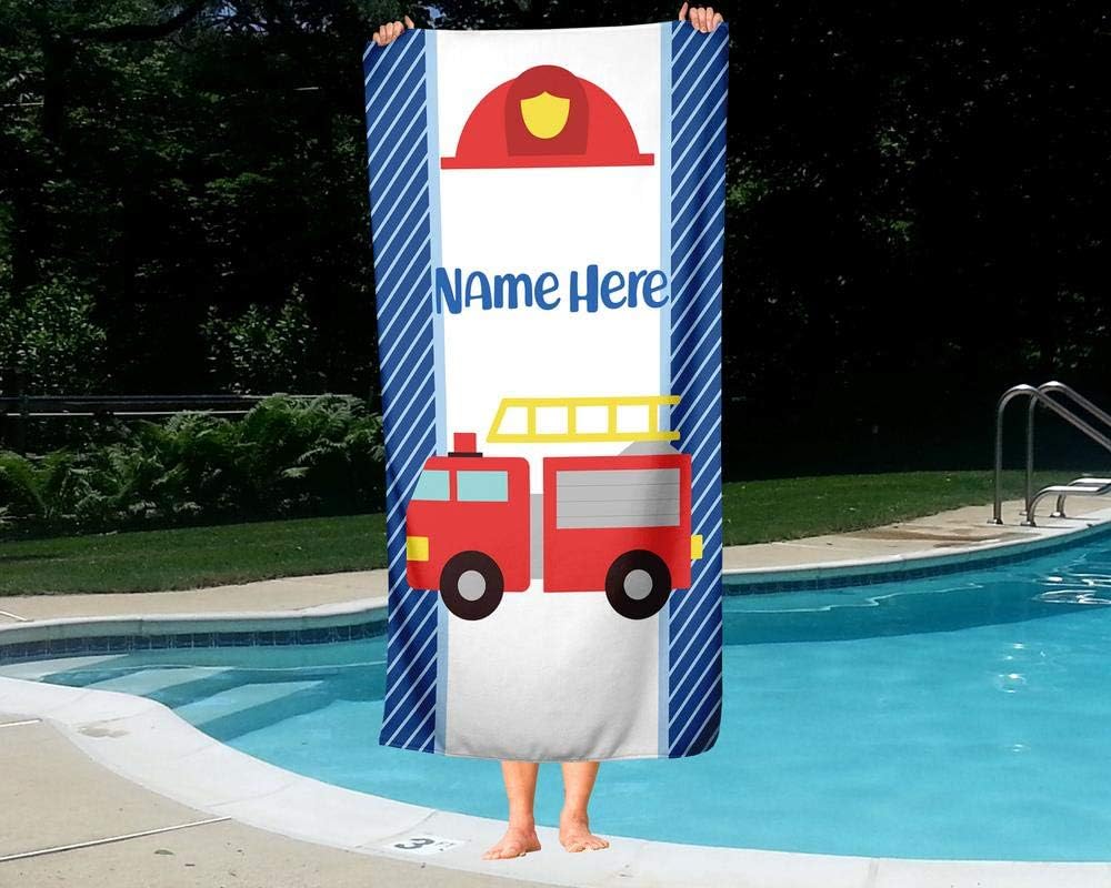 Personalized Corner Kids Beach Towel Police Firetruck Dumptruck Construction