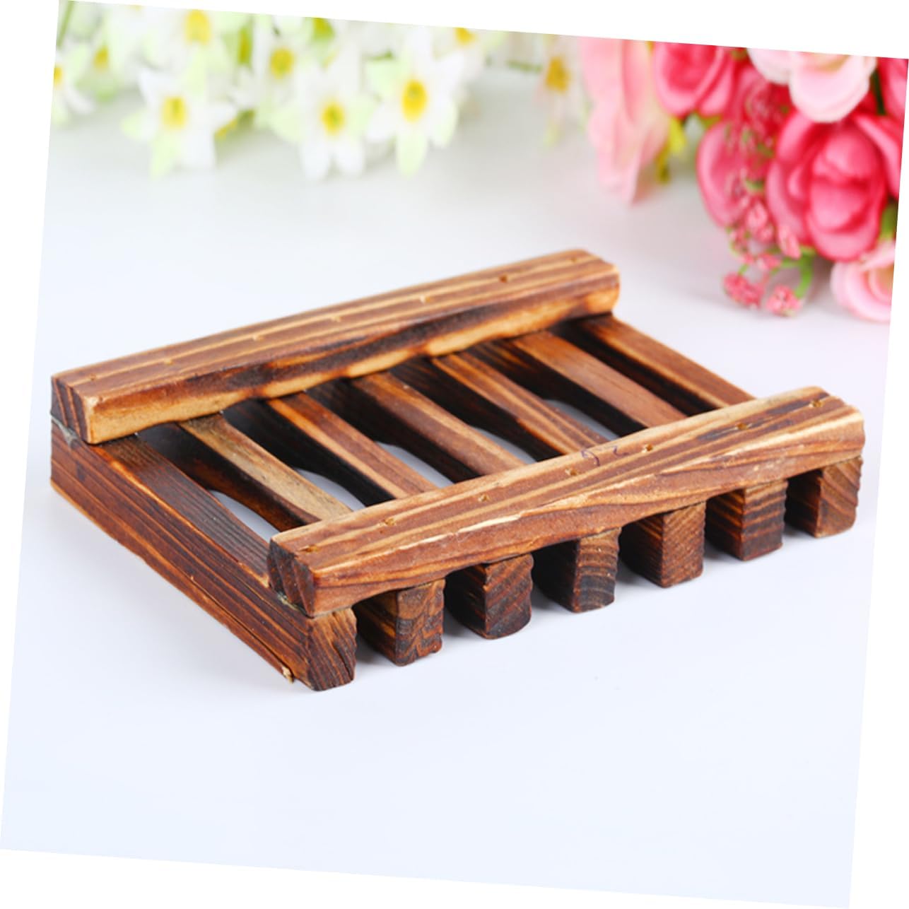 BESTOYARD 4PC Natural Wooden Soap Holder for Kitchen Bathroom 1