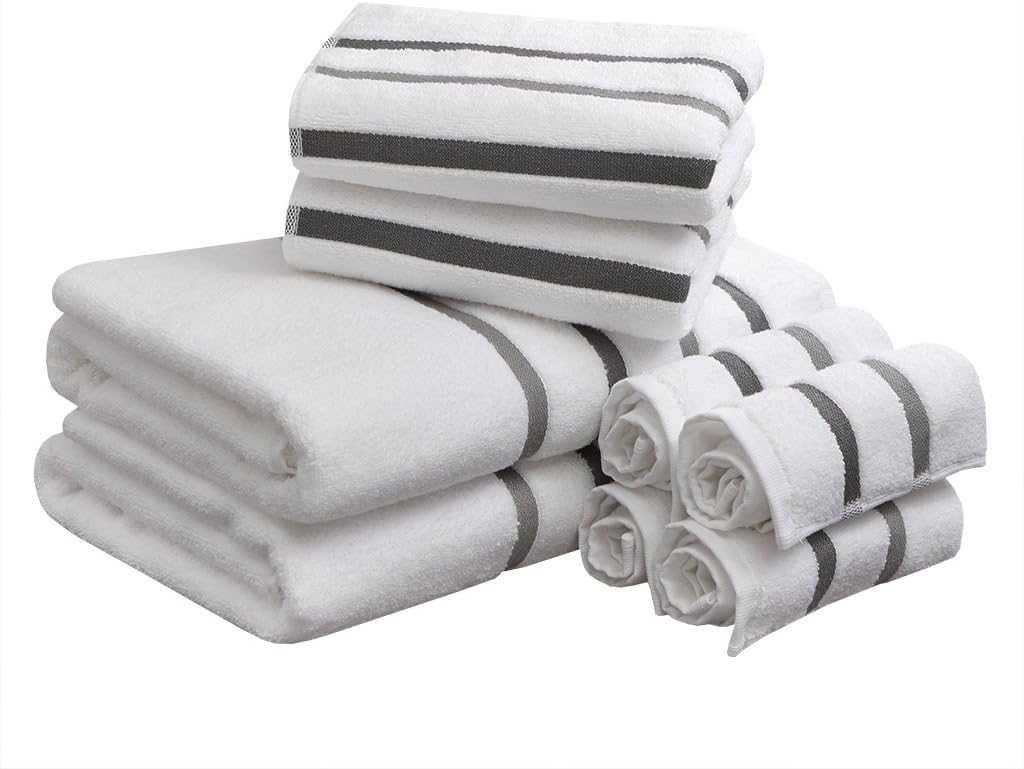 Comfort Spaces Cotton 8 Piece Bath Towel Set Striped