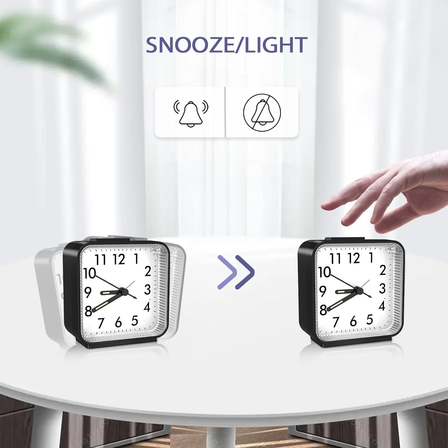 OQIMAX Quiet Alarm Clock with Night Light and Snooze Function