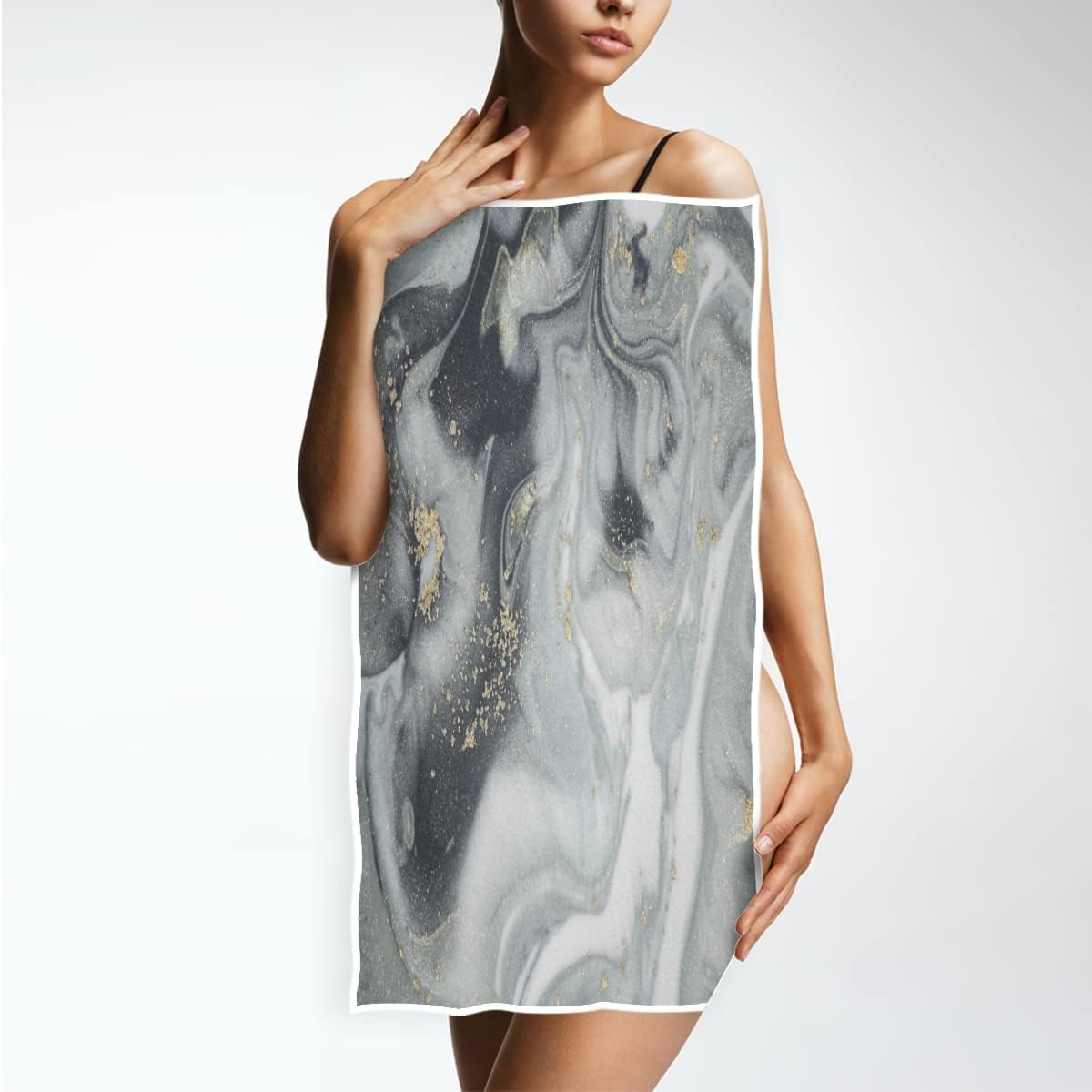 ALAZA Gray Marble Print Ink Style Bath Towel