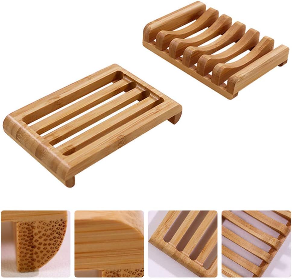 Healifty Bamboo Soap Dish 2pcs Sturdy Holder