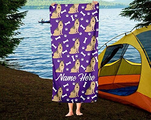 Personalized German Shepherd Beach Towel - Large Medium Custom