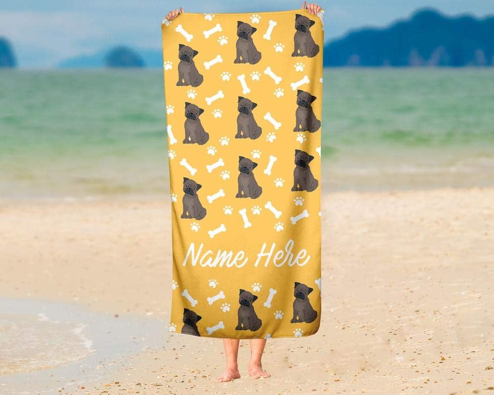 Extra Large Personalized Pet Pug Towel for Kids and Adults