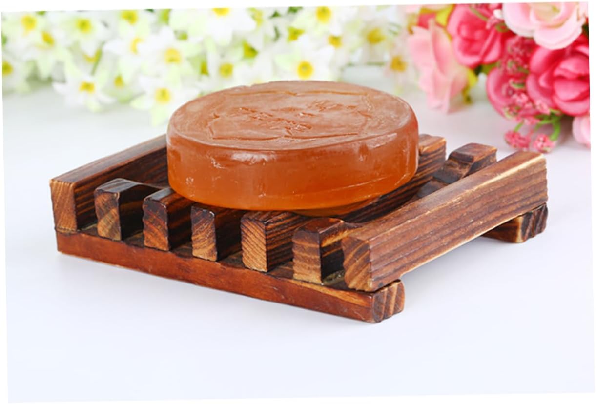PRETYZOOM Bamboo Soap Dish Wooden Holder for Kitchen and Bathroom