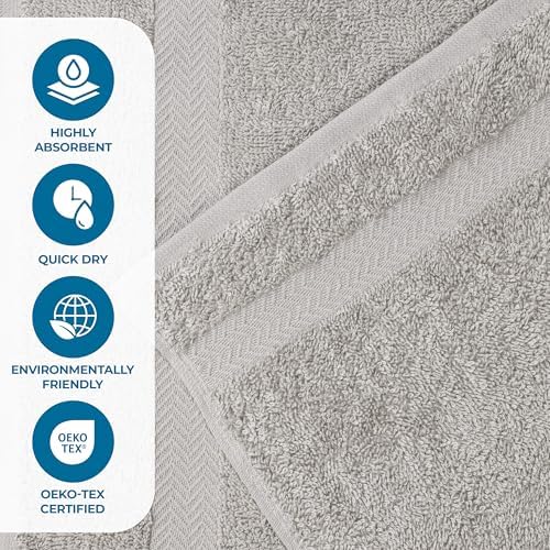 Superior 4-Piece Cotton Bath Towel Set Silver