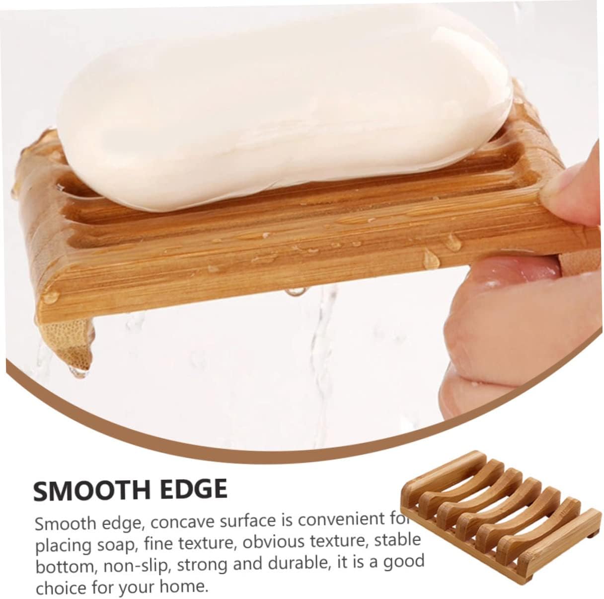 CANIGHT Bamboo Soap Dish Draining Holder Modern Bathroom Accessory
