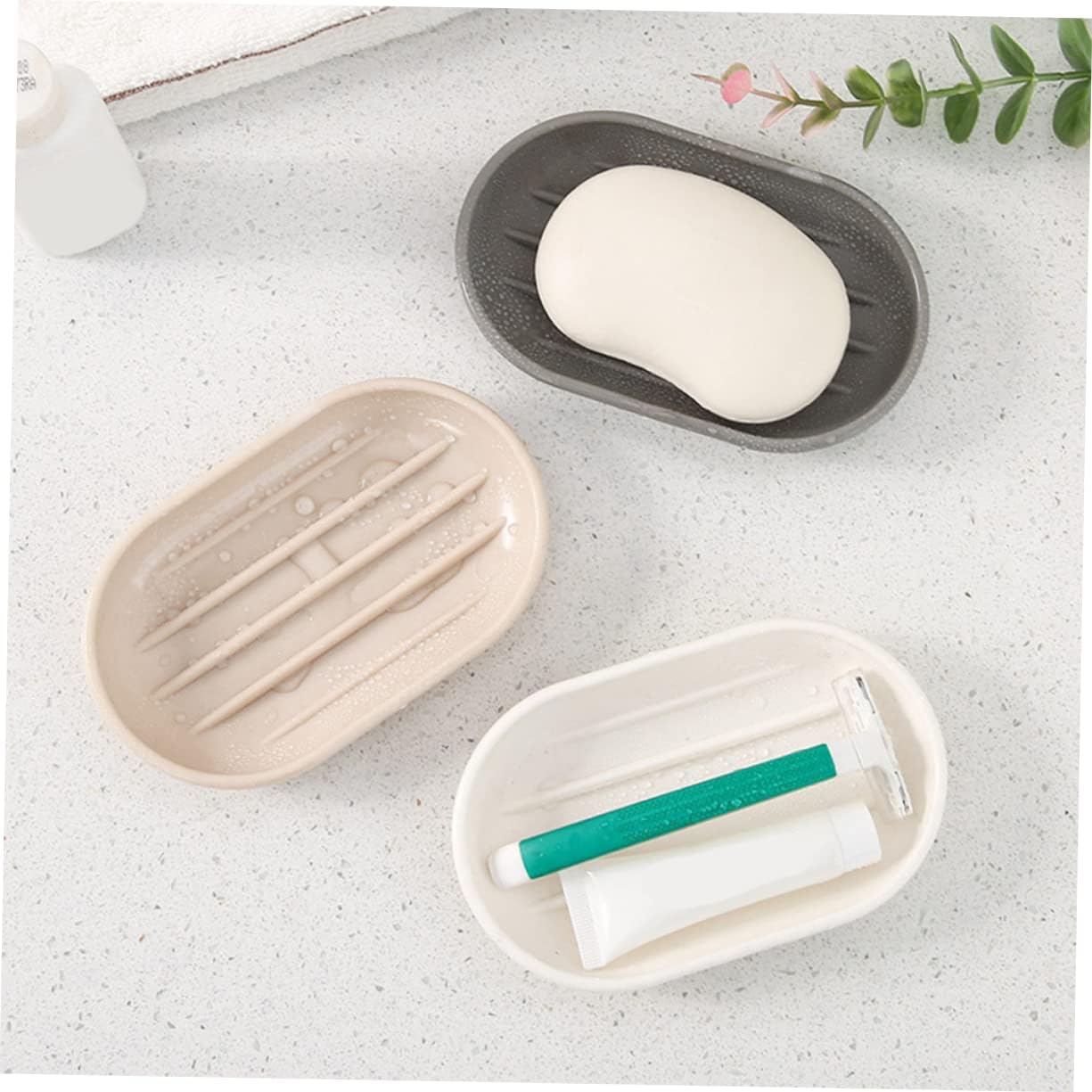 BESTYASH Beige Oval Soap Dish with Drainage 1